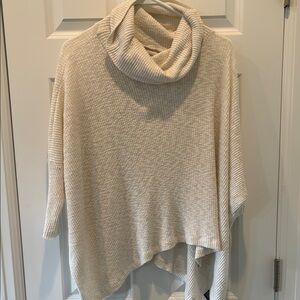 Free People Cream Cowl Neck Sweater with Asymmetrical Hem
